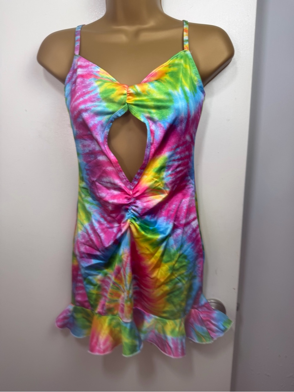 Club EXX X Dolls Kill Prismatic Rainbow Dream Keyhole Rave Festival Dress NWT S
